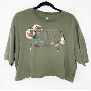 Converse rose print ‘female future’ crop top